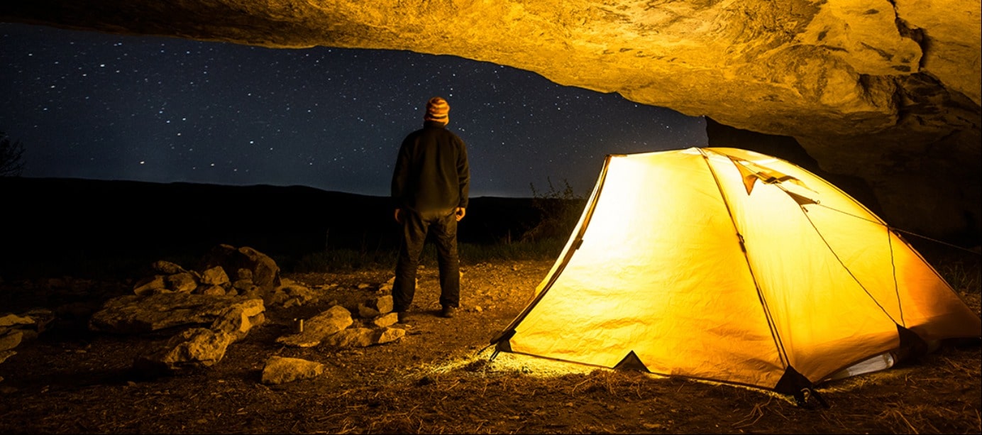 a man with tent